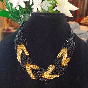 handmade necklace of braided glass beads